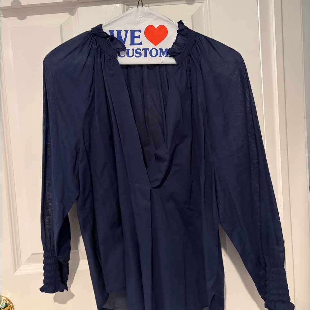 Veronica Beard navy long sleeve blouse